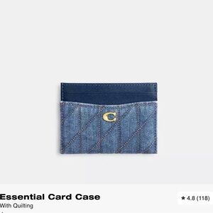 NWT Coach Blue Quilted Essential Card Case - Deep Blue CBA76